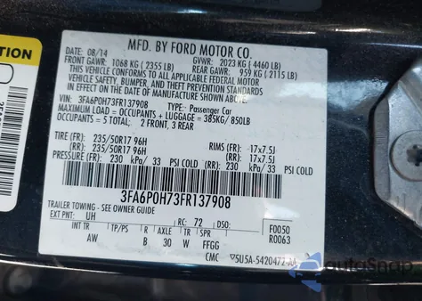 2015 Ford Fusion Se z USA, uszkodzony, nr VIN 3FA6P0H73FR137908